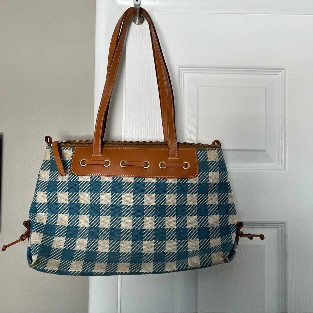 Dooney & Bourke vintage purse. Blue & white gingham - Picture 3 of 11